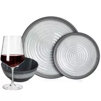 Меламиновый набор посуды для кемпинга, 4 человека, каменно-серый + 4 миланских бокала для красного вина, бокалы для красного вина, посуда, посуда для пикника, барбекю Moritz