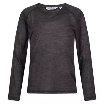 Меланжевая футболка Burlow с длинными рукавами для мальчиков и девочек, темно-серая REGATTA, цвет gris