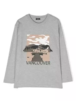 Меланжевая футболка с принтом Vancouver Il Gufo, серый
