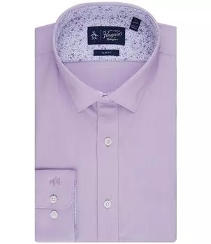 Меланжевая классическая рубашка с эластичным раздвинутым воротником и цветочным принтом Original Penguin, фиолетовый