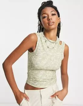 Меланжевая майка COLLUSION нейтрального цвета с вырезом горловины