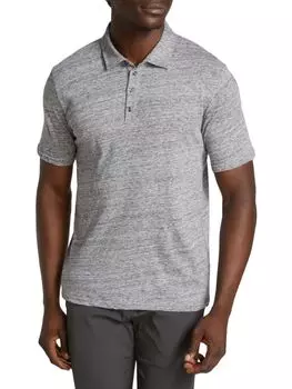 Меланжевая рубашка поло приталенного кроя Saks Fifth Avenue, цвет Gunmetal