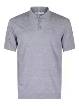 Меланжевая рубашка-поло с короткими рукавами l.b.m., серый