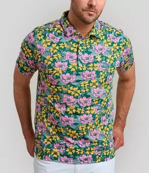 Меланжевая рубашка-поло с короткими рукавами William Murray и принтом Southern Charm, зеленый