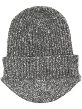 Меланжевая шапка бини в рубчик RANRA, серый