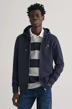 Меланжевая толстовка Gant со щитком на молнии с логотипом GANT, синий