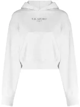 Меланжевое худи с надписью Sporty & Rich, серый