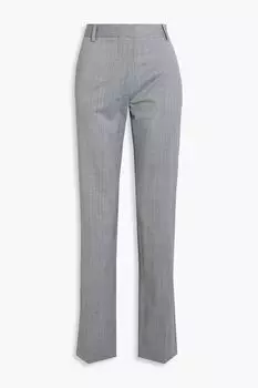 Меланжевые брюки прямого кроя из смесовой шерсти VICTORIA BECKHAM, серый