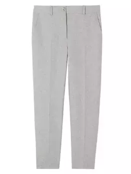 Меланжевые фланелевые брюки прямого кроя St. John, серый