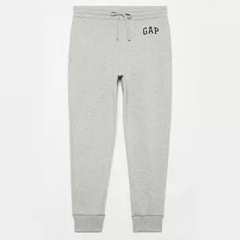 Меланжевые флисовые джоггеры с вышитым логотипом Gap, серый