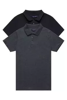 Меланжевые рубашки-поло 2 пары French Connection, черный