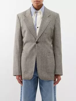 Меланжевый блейзер из смесовой вискозы slubbed Bottega Veneta, серый
