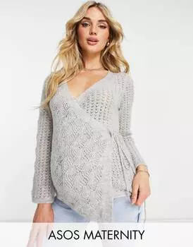 Меланжевый джемпер для беременных ASOS DESIGN, серый