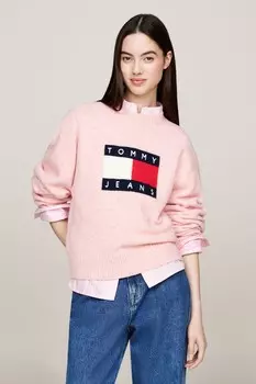 Меланжевый флаг кремовый свитер Tommy Jeans, розовый