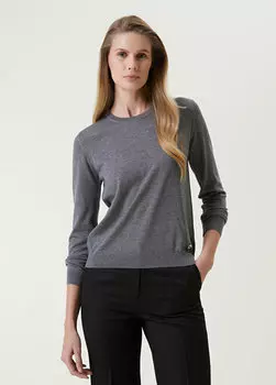 Меланжевый шерстяной свитер антрацитового цвета Beymen