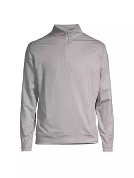 Меланжевый свитер Crown Sport с четвертью молнией Perth Peter Millar, серый