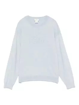 Меланжевый свитер Fendi Kids, синий