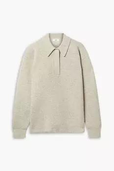Меланжевый свитер-поло из смесовой шерсти мериноса ISABEL MARANT TOILE, бежевый