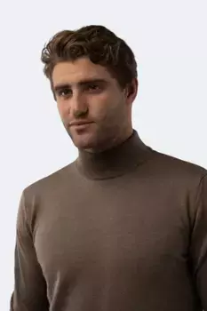 Меланжевый свитер с воротником из норки Luchiano Visconti