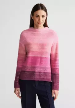 Меланжевый свитер с воротником-стойкой STREET ONE, розовый