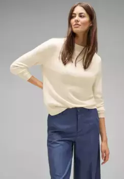 Меланжевый свитер с воротником-стойкой STREET ONE, белый