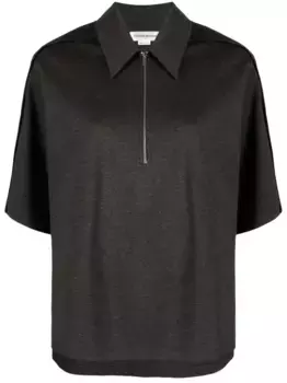 Меланжевый топ из джерси с заостренным воротником VICTORIA BECKHAM, серый