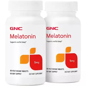 Мелатонин GNC Supports Restful Sleep, 5 мг, 2 х 60 таблеток