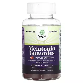 Мелатониновая пищевая добавка Nature's Craft с клубникой, 60 жевательных конфет