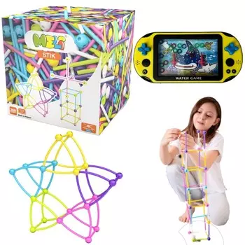 Meli Stik 300 розовые строительные блоки, палочки, соломинки + подарочная игра