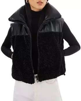 Мелиция Реверсивная Жилетка из Искусственной Кожи и Флиса LAMARQUE, черный