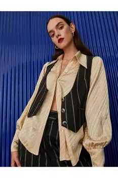 Melis Aazat X - Атласная рубашка с острым воротником Koton, бежевый