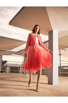 Melis Aazat X – укороченный твидовый жакет с карманом Koton, розовый