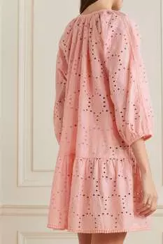 MELISSA ODABASH кафтан Ashley из хлопка с вышивкой бродери англез и отделкой крючком, розовый