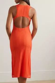 MELISSA ODABASH платье миди Hailey ажурной вязки с вырезами, красный