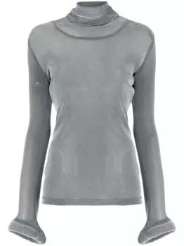 Melitta Baumeister circle-cuff sheer top, серый