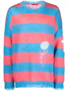 MEMBERS OF THE RAGE полосатый джемпер с эффектом потертости, синий