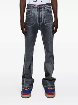 MEMBERS OF THE RAGE расклешенные джинсы из вареного денима, синий