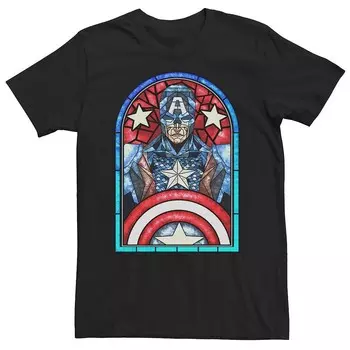Мемориальная футболка из витражного стекла Big & Tall Marvel с изображением Капитана Америки и Мстителей Licensed Character, черный