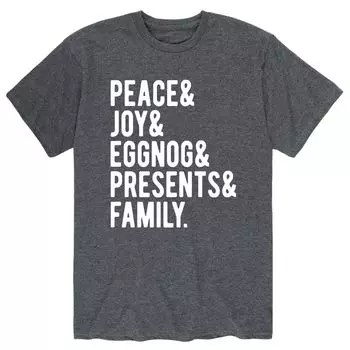 Men's Peace Joy Eggnog представляет рождественскую футболку Licensed Character
