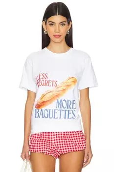 Меньше сожалений, больше багетов, футболка Polychrome Goods, белый