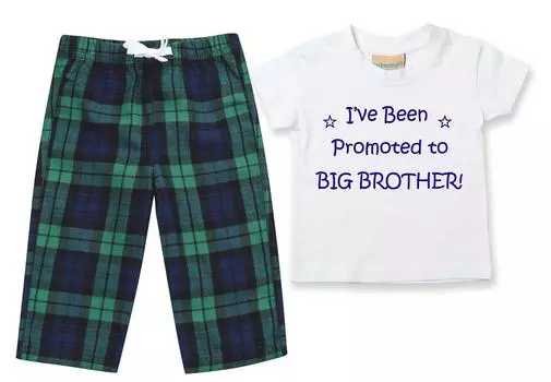 Меня повысили до пижамы «Большой брат», детские штаны в клетку, пижамный комплект «Большой брат» 60 SECOND MAKEOVER, зеленый