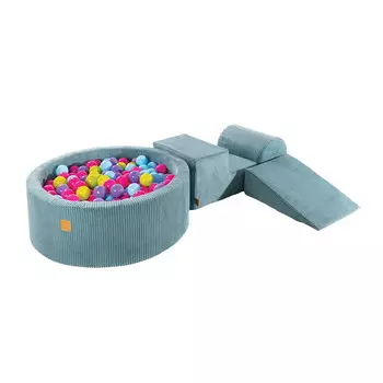 MEOWBABY Пенопластовая площадка с бассейном 230x45см/без шариков для детей, Вельвет, Бирюзовый: Розовый/Фиолетовый/Синий/Лаймовый