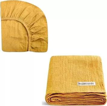 Meowcards Комплект простыней для кроватки для мальчиков и девочек и муслинового пеленального одеяла