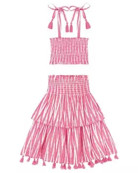 Mer St. Barth Noelle Топ со сборками и юбка макси, розовый