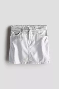 Мерцающая джинсовая юбка H&M, серебряный