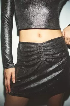 Мерцающая мини юбка H&M, черный