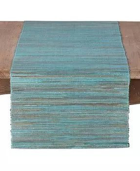 Мерцающая тканая пухлая текстура Водный гиацинт Настольная дорожка Saro Lifestyle, синий