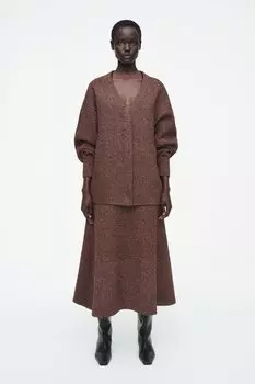 Мерцающая трикотажная юбка из мериносовой шерсти COS, красное дерево