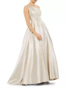 Мерцающее бальное платье Mac Duggal на одно плечо, oyster