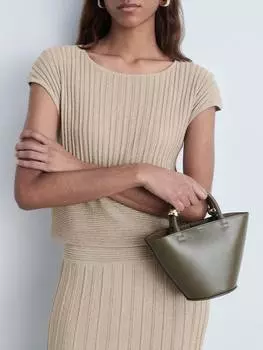 Мерцающее платье-джемпер с разрезом на талии Mango, золотой